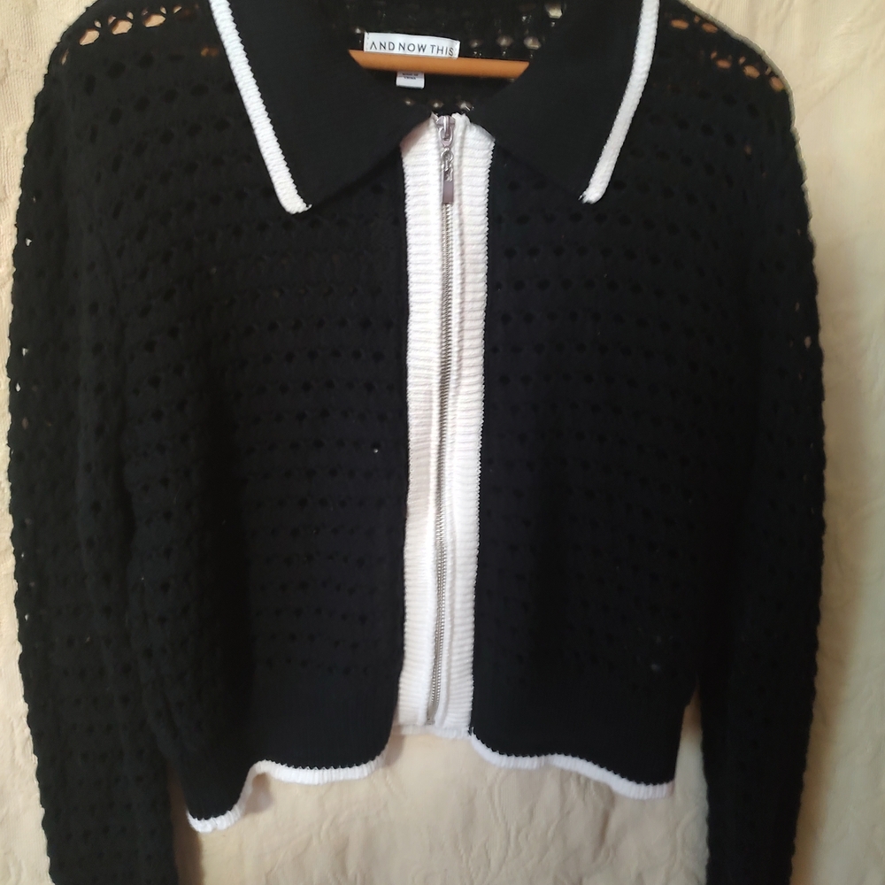 And Now This Black and White Women's Sweater Size Large